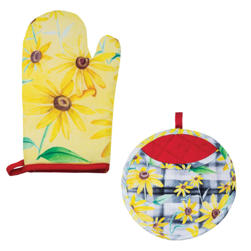 The Maryland chef or grill master could really use a bundle like this! This pair includes a Black Eyed Susan pot holder and oven mitt. 
Hand wash/spot clean only in warm water.
Can withstand up to 482 °F / 250 ℃.