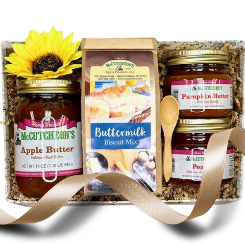 Enjoy A sampling of what they have to offer. Your gift will include 3 seasonal favorites of Jams and Preserves, a Buttermilk Biscuit Mix with Spreader.